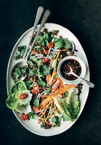 Larbsalade-met-verse-kruiden