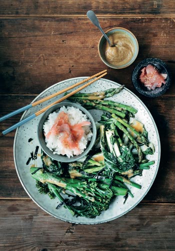 Misogroenten-met-sushirijst-en-ingelegde-gember